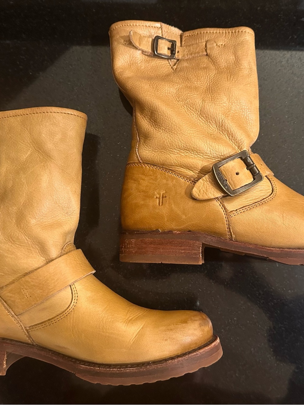 Frye Veronica Short with Buckle Mid-Calf Slouchy Boots - Picture 2 of 9